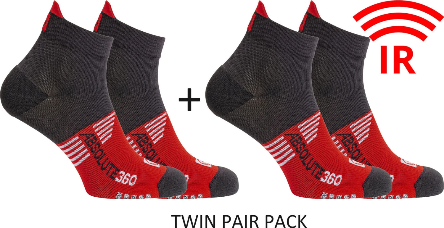 Absolute360 Performance Run Mini-Crew Socks TWIN PAIR PACK {A360-MCSCK-TWIN} Absolute360 Performance Run Mini-Crew Socks TWIN PAIR PACK {A360-MCSCK-TWIN} -Fashion Clothing A360 Run MC RED TWIN