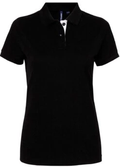 Women's Asquith & Fox 100% Cotton Polo -Fashion Clothing AQ022 Black White