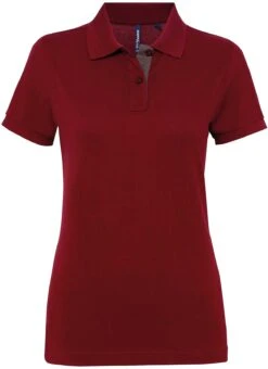 Women's Asquith & Fox 100% Cotton Polo -Fashion Clothing AQ022 Burgundy Charcoal