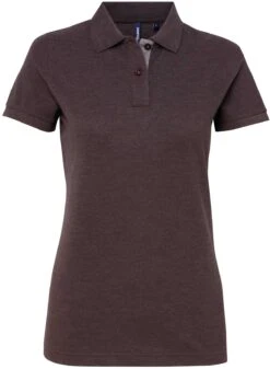 Women's Asquith & Fox 100% Cotton Polo -Fashion Clothing AQ022 Charcoal HeatherGrey