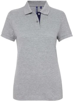Women's Asquith & Fox 100% Cotton Polo -Fashion Clothing AQ022 Heather Navy
