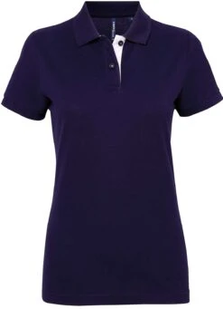 Women's Asquith & Fox 100% Cotton Polo -Fashion Clothing AQ022 Navy White