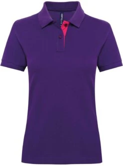 Women's Asquith & Fox 100% Cotton Polo -Fashion Clothing AQ022 Purple Pink