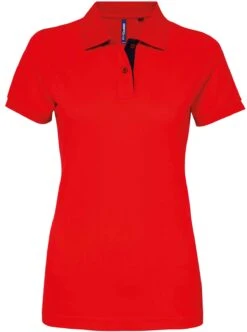 Women's Asquith & Fox 100% Cotton Polo -Fashion Clothing AQ022 Red Navy