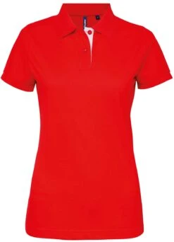 Women's Asquith & Fox 100% Cotton Polo -Fashion Clothing AQ022 Red White