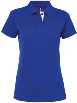 Women's Asquith & Fox 100% Cotton Polo -Fashion Clothing AQ022 Royal White
