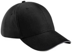 Adult Beechfield OSFA Sandwich Peak Cap {BC020} -Fashion Clothing BC020 Black GraphiteGrey