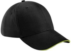 Adult Beechfield OSFA Sandwich Peak Cap {BC020} -Fashion Clothing BC020 Black LimeGreen