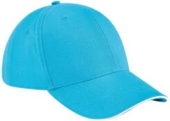 Adult Beechfield OSFA Sandwich Peak Cap {BC020} -Fashion Clothing BC020 SurfBlue White
