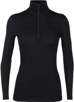 Women's Icebreaker Merino 200 Oasis Half Zip Long Sleeve Base Layer {IC-104380} -Fashion Clothing IC 104380 001
