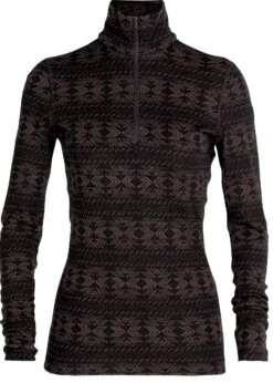 Women's Icebreaker Merino 260 Vertex Long Sleeve Half Zip {IC-104719} -Fashion Clothing IC 104719 260 BLK MNK