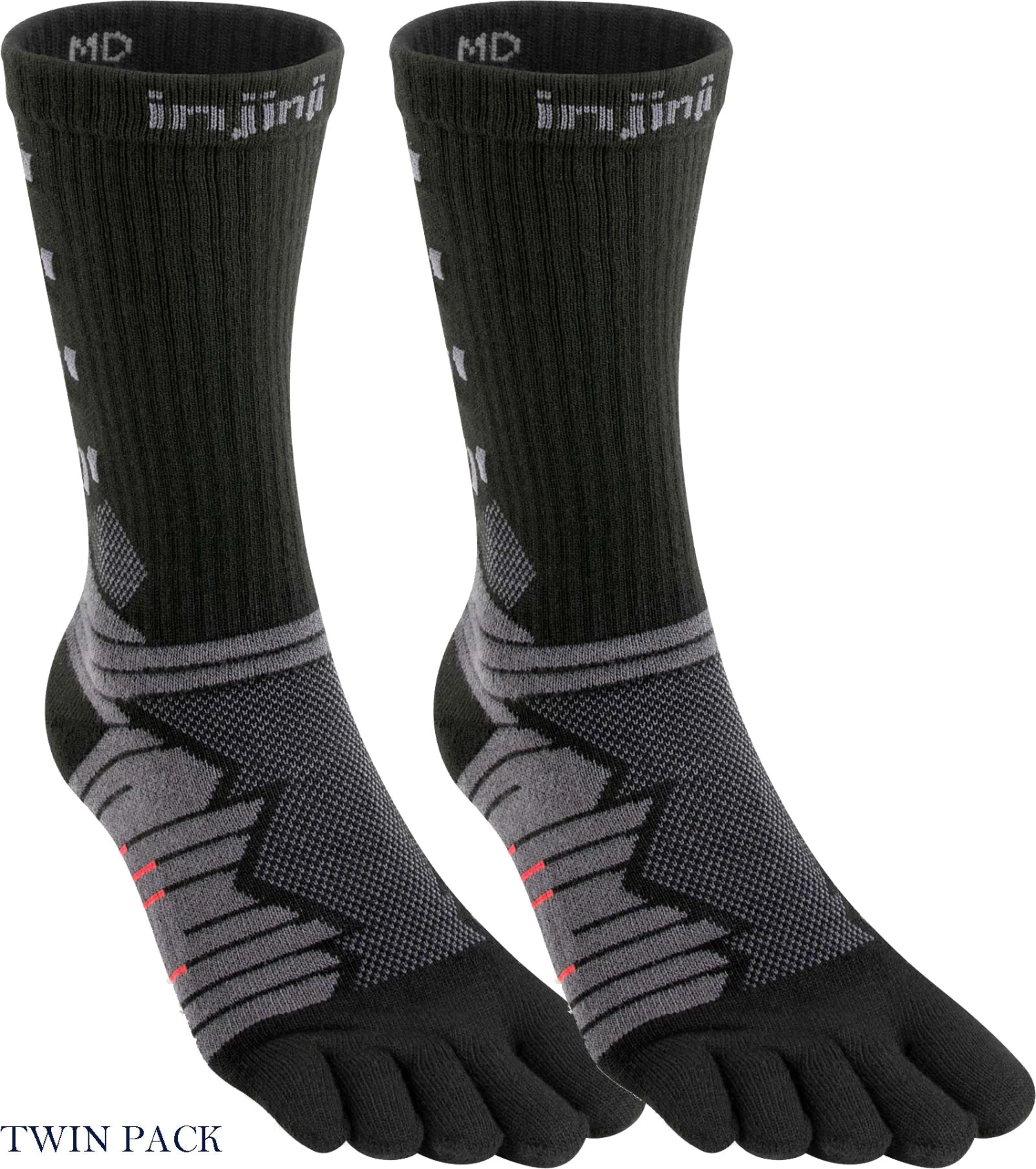 Men's Injinji Mid-Weight Ultra-Run Crew Length Toe Socks TWIN PACK (INJ-ULTRA-CREW-TWIN) Men's Injinji Mid-Weight Ultra-Run Crew Length Toe Socks TWIN PACK (INJ-ULTRA-CREW-TWIN) -Fashion Clothing INJ MULTRA CREW 401170 OBS