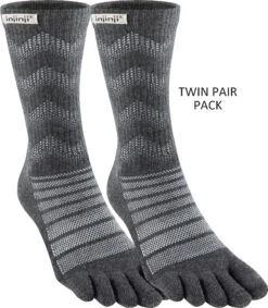 Injinji Outdoor Mid-Weight Merino Wool Mini-Crew Toe Socks TWIN PACK (INJ-ODC-TWIN)