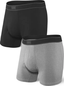 SAXX Men's Daytripper 5" Boxers With Fly TWIN PAIR PACK -Fashion Clothing SX PP2A TWIN BLK GRY