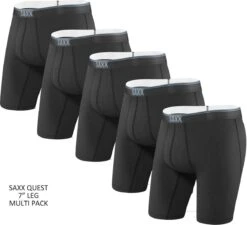 SAXX Men's 7" Quest Long Boxer Briefs MULTI-PACK {SAX-LL70-MULTI} -Fashion Clothing SXLL70F BLK MULTI