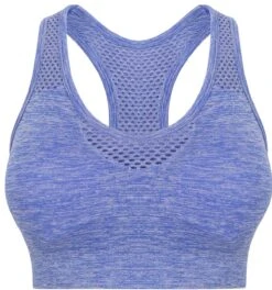 Women's Tombo Seamless Crop Sports Bra {TL696} -Fashion Clothing TL696 BlueMarl