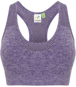 Women's Tombo Seamless Crop Sports Bra {TL696} -Fashion Clothing TL696 PurpleMarl
