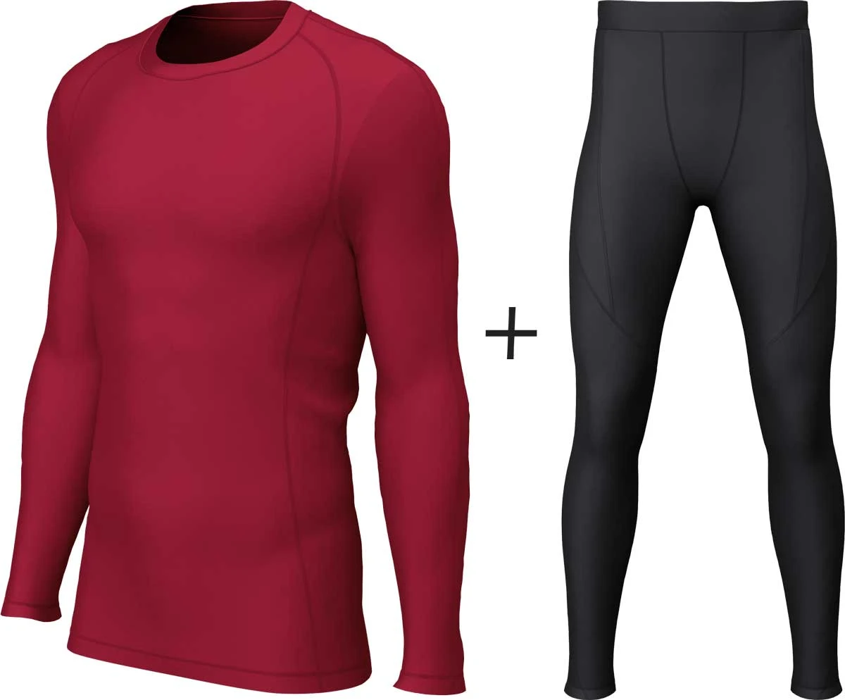 Men's Xero Degrees Thermal Baselayer COMBO {XO-CH284/CH401-COMBO} Men's Xero Degrees Thermal Baselayer COMBO {XO-CH284/CH401-COMBO} -Fashion Clothing XO CH0284 RED BLK COMBO