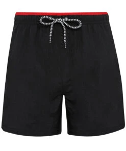 Men's Asquith & Fox Swim Shorts {R-AQ053} -Fashion Clothing aq053 black red ft