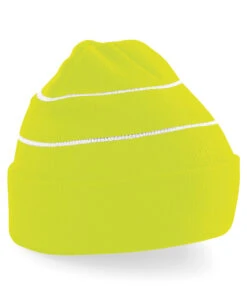 Adult Beechfield Enhanced Viz Knit Beanie {BC042} -Fashion Clothing bc042 yellowfluorescent ft