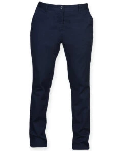 Women's Front Row Stretch Chino Trousers {FR622} -Fashion Clothing fr622 navy ft2