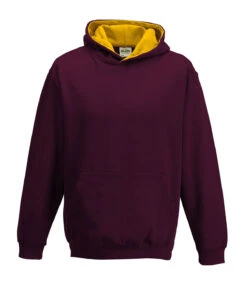 Kids' AWD Varsity Two Tone Overhead Hoody {JH03J} 2 Kids' AWD Varsity Two Tone Overhead Hoody {JH03J} -Fashion Clothing jh03j burgundy gold ft2