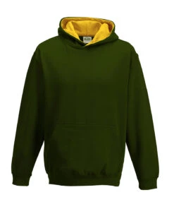 Kids' AWD Varsity Two Tone Overhead Hoody {JH03J} 4 Kids' AWD Varsity Two Tone Overhead Hoody {JH03J} -Fashion Clothing jh03j forestgreen gold ft2