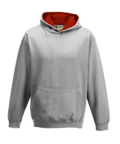 Kids' AWD Varsity Two Tone Overhead Hoody {JH03J} 5 Kids' AWD Varsity Two Tone Overhead Hoody {JH03J} -Fashion Clothing jh03j heathergrey firered ft2