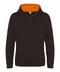 Kids' AWD Varsity Two Tone Overhead Hoody {JH03J} 12 Kids' AWD Varsity Two Tone Overhead Hoody {JH03J} -Fashion Clothing jh03j jetblack orangecrush ft2